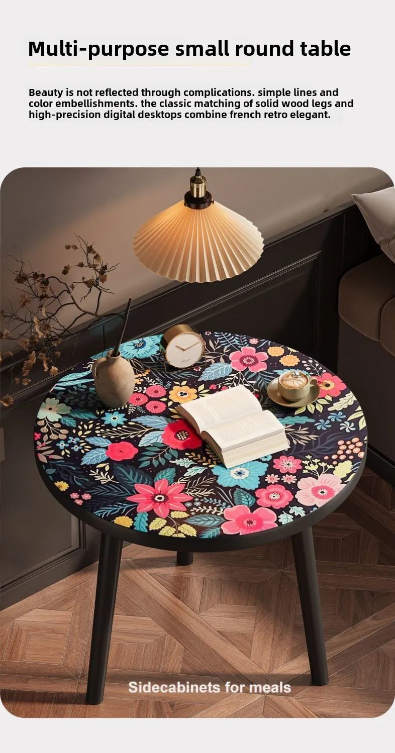 Mandala Coffee Table Removable Mini Desk Wooden Coffee Side Table Living Room Furniture Sofa Bedside Round Table Bedroom Home