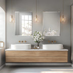 Wisfor Frameless Bathroom Mirror for Over Sink, Beveled Wall Mirror, Rectangle Vanity Mirror, Modern Style