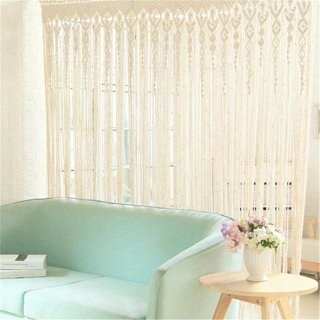 Macrame Curtain Wall Hanging Handmade Boho Curtains for Wedding Backdrop Arch Closet Room Divider Boho Wall Decor