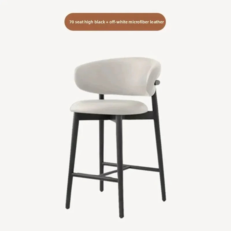 Modern Solid Wood Chairs Light Luxury Nordic Island Table Bar High Foot Designer Simple Home Comfortable Back Leisure Bar Chairs
