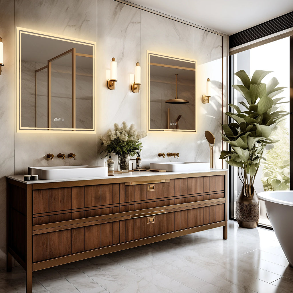 32 X 32 Inch LED Lighted Bathroom Mirror for Bathroom Wall Mounted Lighted Vanity Mirror Dimmable White Anti-Fog Vanity