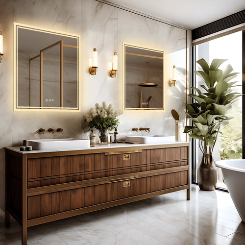 32 X 32 Inch LED Lighted Bathroom Mirror for Bathroom Wall Mounted Lighted Vanity Mirror Dimmable White Anti-Fog Vanity