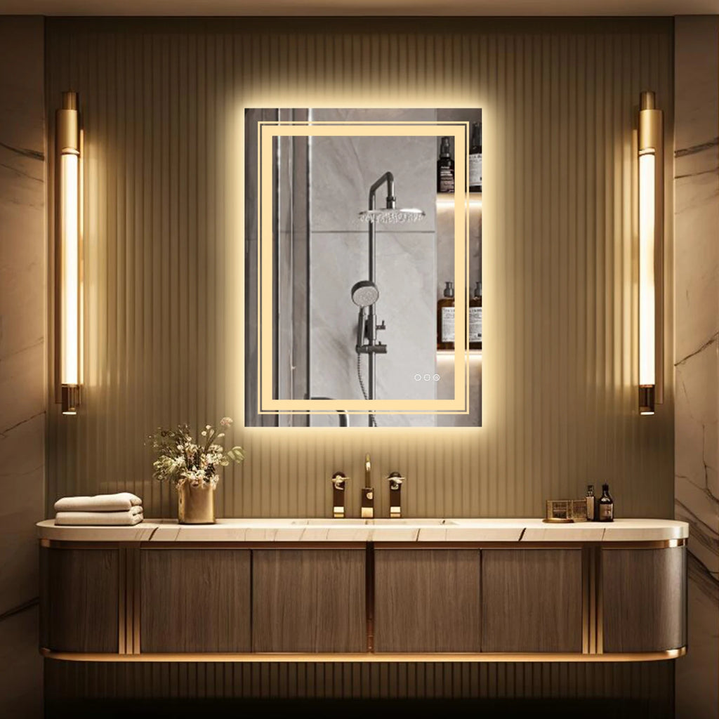 20x28 Inch Led  Rectangle Mirror for Bathroom with Front Light and Backlit Anti Fog Function Wall Backlit Decor Vanity Mirrors