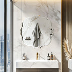 Wisfor Frameless Silver Square Wall Hanging Mirror, Elegant Beveled Edges Frameless Wall Hanging Mirror, Modern Accent Decor