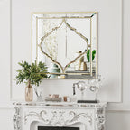60*60cm Square Living Room Decor Mirror, HD Glass Wall Mounted Mirror with Golden Rim Edge for entryway,Bedroom, Home Wall Decor