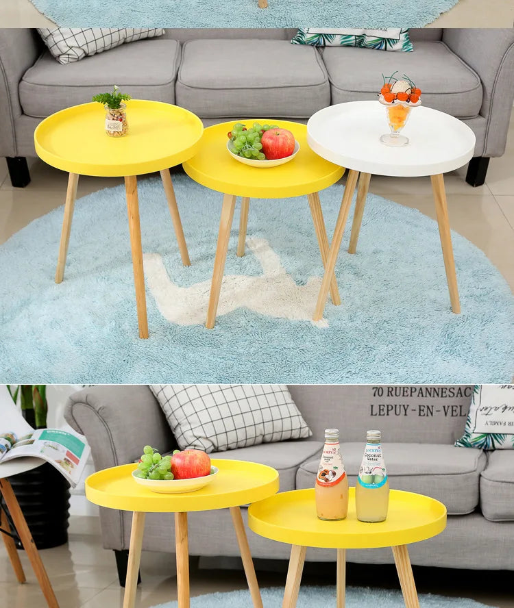 Mumucc Yellow Coffee Table,Bedside Desk,White Nordic Modern Minimalist