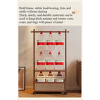 Simple hanger Floor-to-ceiling vertical plastic rattan dirty clothes basket Hanging clothes rack Integrated with wheels Movable