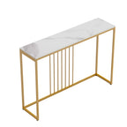 47.2" Extra Long Console Table Sintered Top Gold Metal Leg Sofa Table for Hallway Entryway