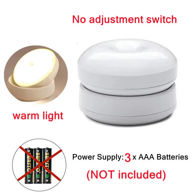 PwwQmm LED Night Light Wireless Motion USB Charging Cabinet Night Lamp Bedside Table For Bedroom Home Closet Sensor Round Lights