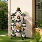 Metal Plant Stand, 6 Tiers Multifunctional Plant Stands for Indoor Plants, Decorative Black Steel Plant Shelf for Indoor Outdoor