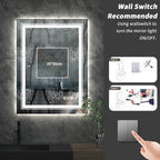20x28 Inch Led  Rectangle Mirror for Bathroom with Front Light and Backlit Anti Fog Function Wall Backlit Decor Vanity Mirrors
