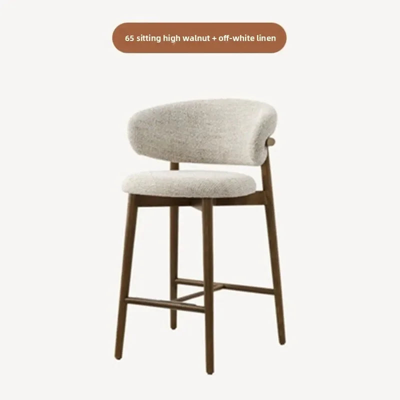 Modern Solid Wood Chairs Light Luxury Nordic Island Table Bar High Foot Designer Simple Home Comfortable Back Leisure Bar Chairs