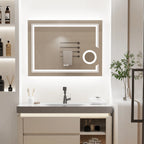 Wisfor LED Lighted Smart Bathroom Mirror 3X Lighted Magnifier Wall Mounted White Light Front Backlit Dimmable Anti-Fog