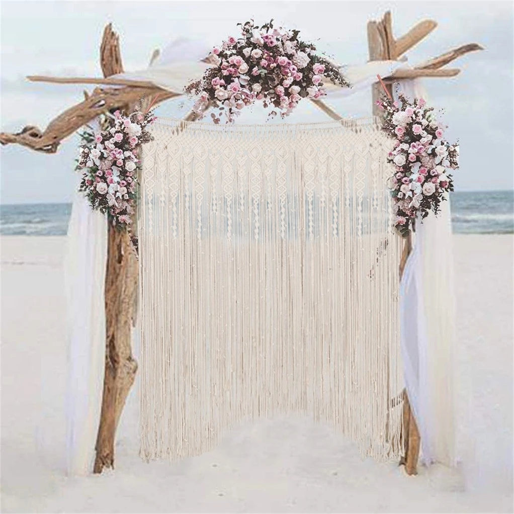 Macrame Curtain Wall Hanging Handmade Boho Curtains for Wedding Backdrop Arch Closet Room Divider Boho Wall Decor