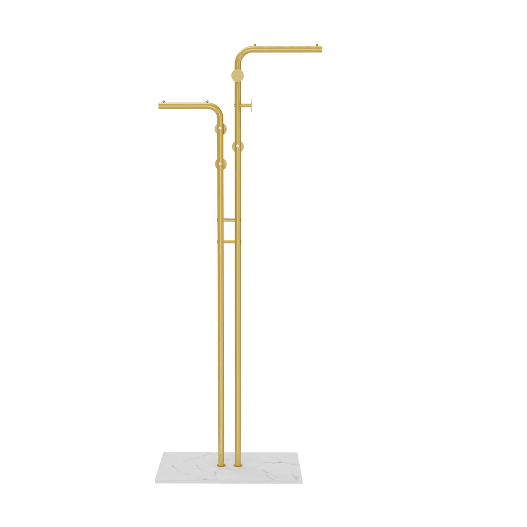 Metal Coat Rack Freestanding with Natural Marble Base, Entryway Coats Hanger Stand with 5 Hooks, Home Hotel Hall Tree for Coats