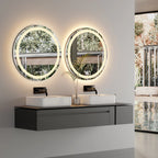 600mm LED Round Wall Mounted Vanity Mirror with Demister Pad Smart Touch Sensor Memory Function Backlit Front Lighted 3 Colors
