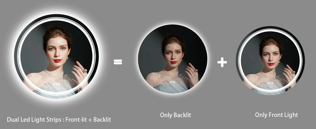 800mm LED Circle Wall Mounted Vanity Mirror with Demister Pad Smart Touch Sensor Memory Function Backlit Front Lighted 3 Colors