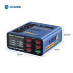 SUSNHINE 6-port Usb Digital Display Fast Charger for Phone Tablet Watch Charging