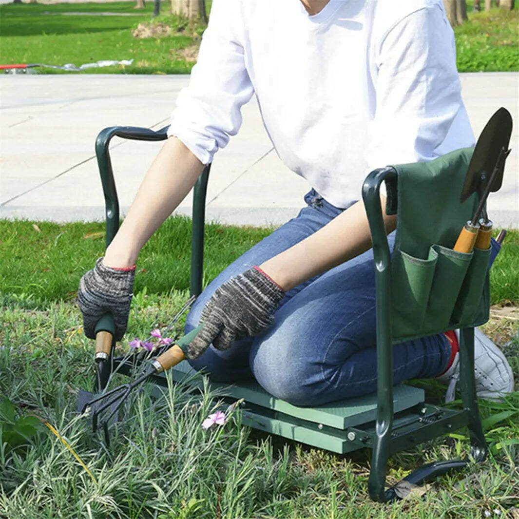 150KG load portable folding heavy-duty upgraded garden knee thick seat cushion knee stool indoor and outdoor military green