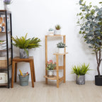 3-Tier Bamboo Plant Stands Indoor, Plant Stand Holder, Corner Plant Shelf, Plant Display Rack for Corner Balcony and Bedroom