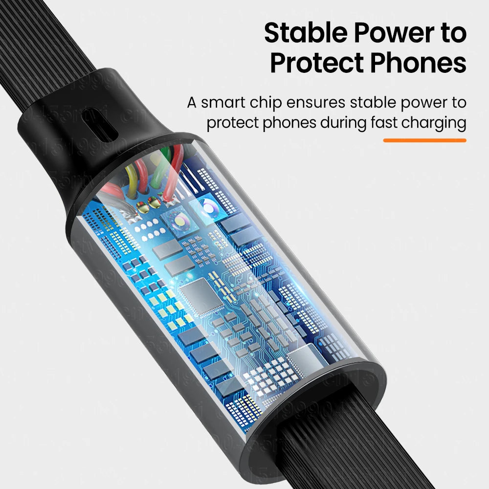 3 in 1 Retractable USB C 6A 100W USB Fast Charger