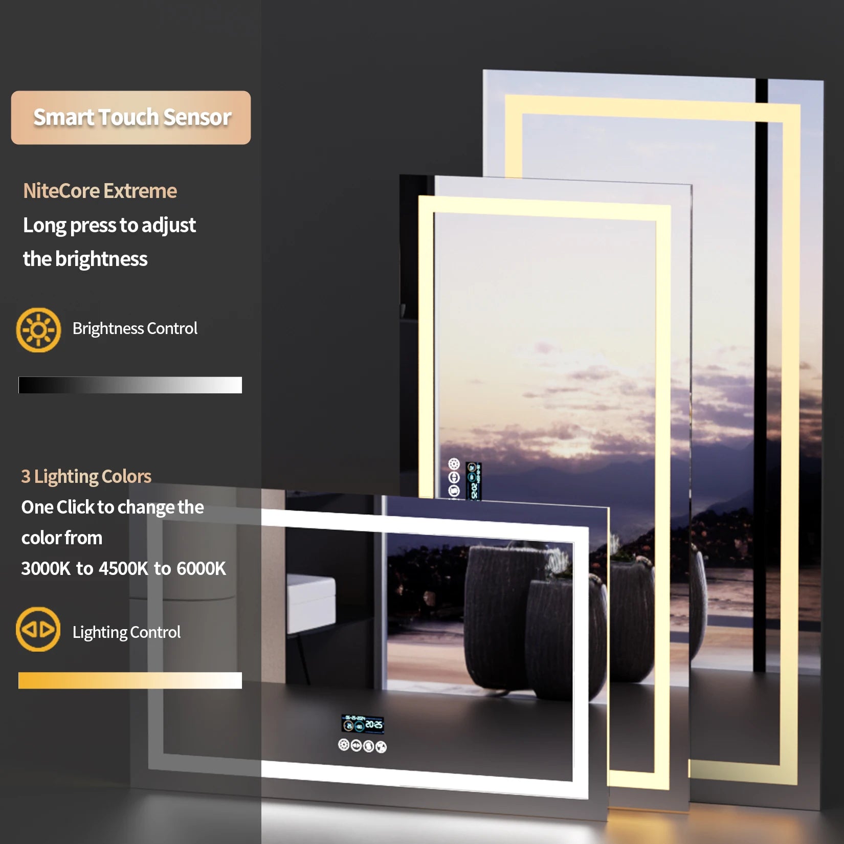 Wisfor 48x24 LED Bathroom Mirror with Dual Lights, Anti-Fog, Bluetooth Speaker, 3 Colors Temperature & Dimmable, Lighted Mirrors