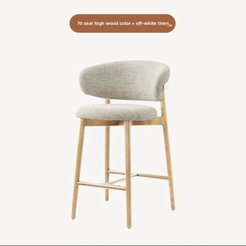 Modern Solid Wood Chairs Light Luxury Nordic Island Table Bar High Foot Designer Simple Home Comfortable Back Leisure Bar Chairs