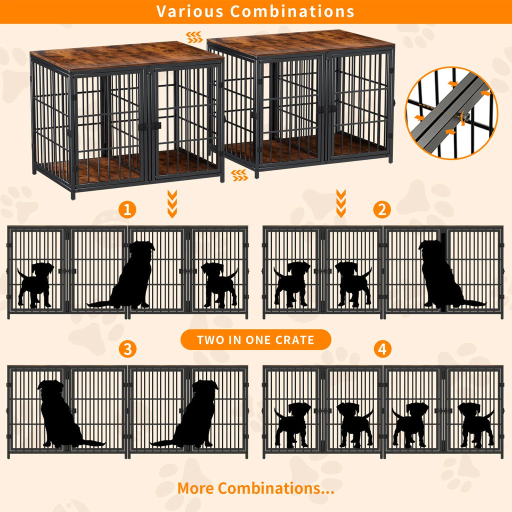 Dog Crate Furniture Heavy Duty Dog Kennels, End Side Table, Wooden Dog House for Small Medium Large Dog Chew-Resistant