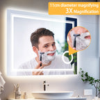 Wisfor LED Lighted Smart Bathroom Mirror 3X Lighted Magnifier Wall Mounted White Light Front Backlit Dimmable Anti-Fog