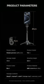 4-in-1 Multifunctional Magnetic mini Selfie Stick with 360° Rotation Wireless Bluetooth Control Magnetic Phone Holder