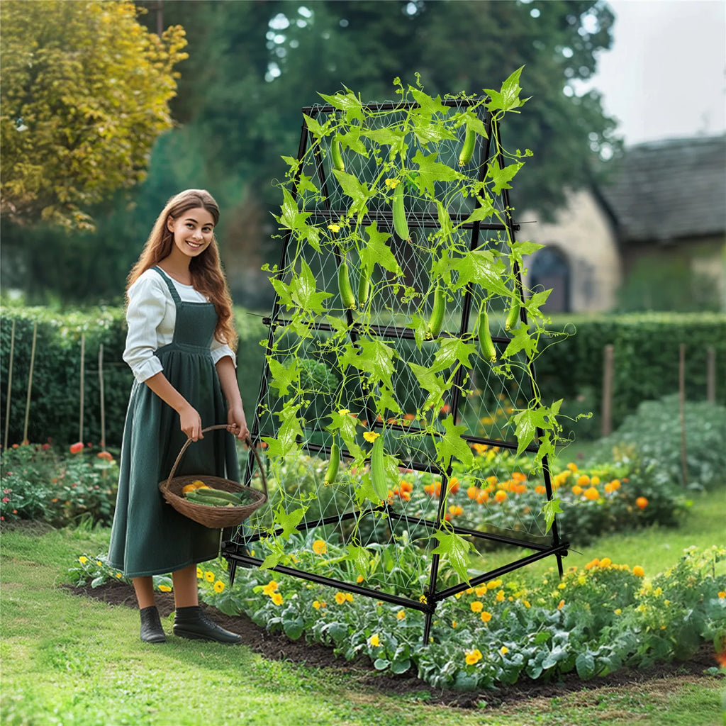 Cucumber Trellis for Garden Vegetable Trellis,U-Shaped Metal Garden Trellis Arch Plant Grow Support Frame for Climbing