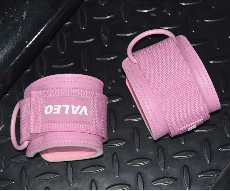Leather Fitness Ankle Straps Adjustable Cuffs Gym