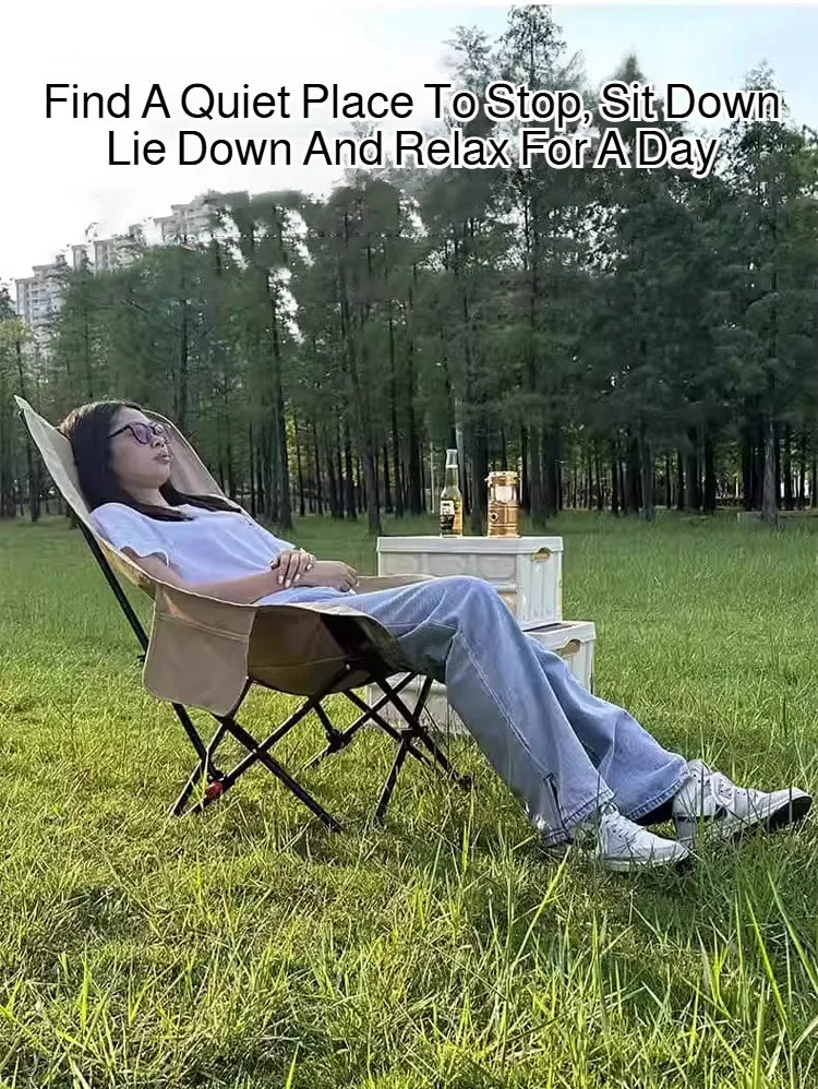 Outdoor Portable Camping Recliner Foldable Nap Beach Chair with Leg Support