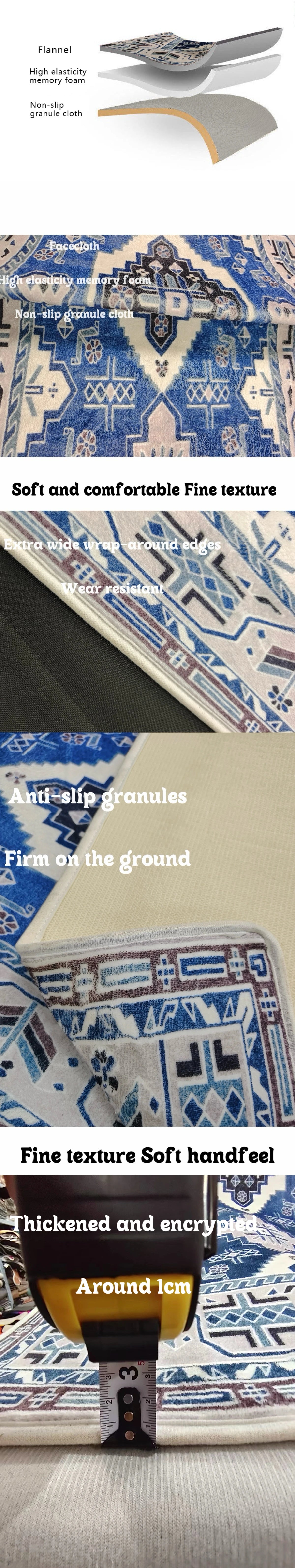 VIKAMA Modern Living Room Carpet Blue And White Gradient Texture Short Pile Anti Slip Easy To Clean Living Room Bedroom Carpet