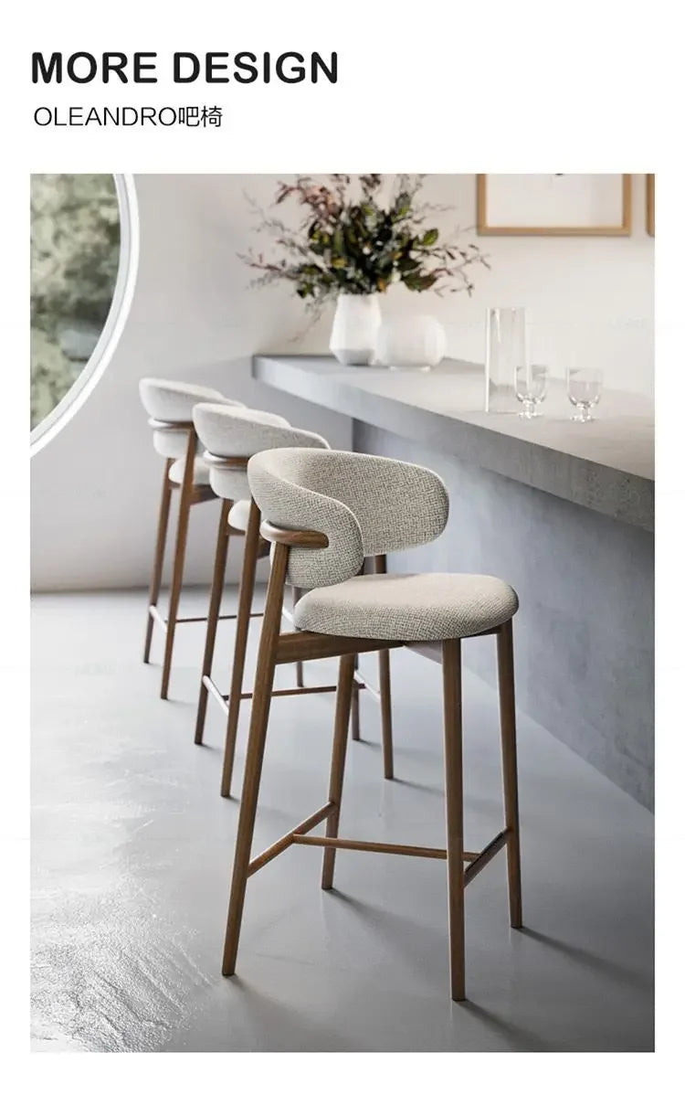 Modern Solid Wood Chairs Light Luxury Nordic Island Table Bar High Foot Designer Simple Home Comfortable Back Leisure Bar Chairs