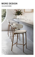 Modern Solid Wood Chairs Light Luxury Nordic Island Table Bar High Foot Designer Simple Home Comfortable Back Leisure Bar Chairs