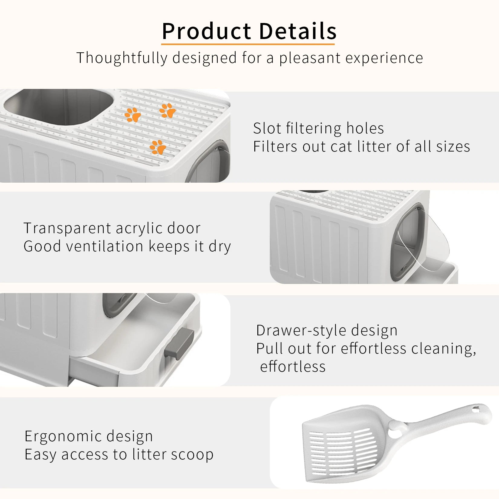 Bingopaw XL Cat Litter Box with Lid Enclosed Cat Potty Top Entry Anti-Splashing Cat Toilet Easy to Clean with Cat Litter Scoop