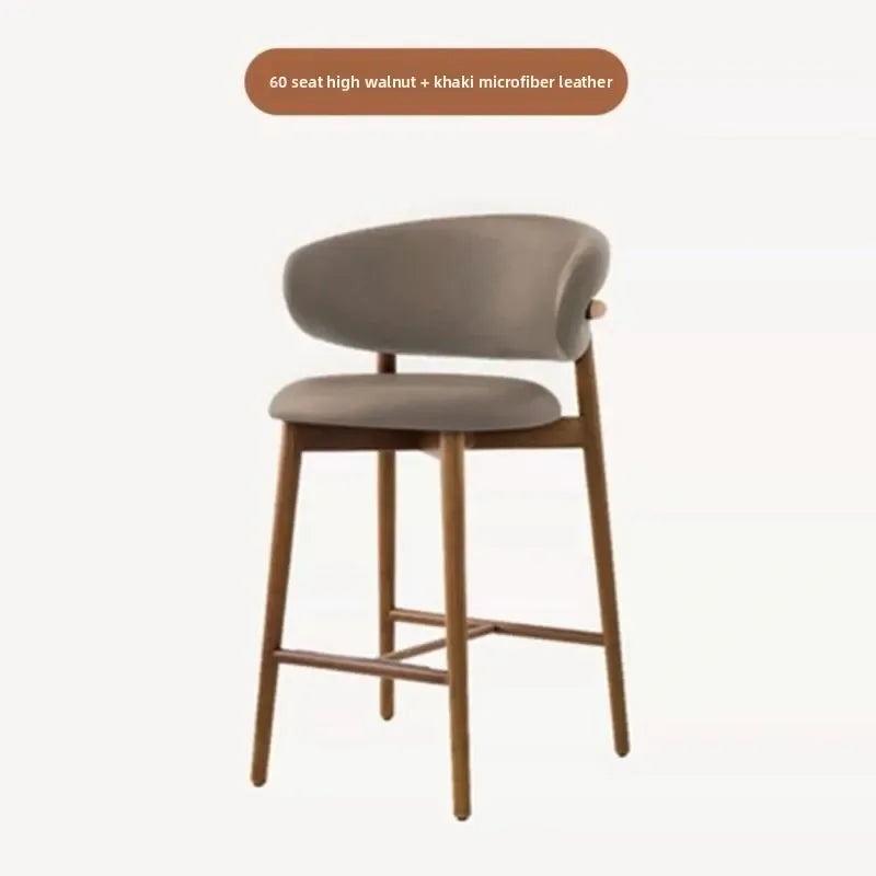 Modern Solid Wood Chairs Light Luxury Nordic Island Table Bar High Foot Designer Simple Home Comfortable Back Leisure Bar Chairs