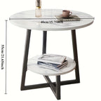 Double Layer Coffee Table with Storage Shelf - Modern Sofa Side & Bedside Table | Space-Saving for Living Room, Balcony, Bedroom
