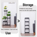 3/4 Tier Metal Plant Stand Indoor Black Tall Flower Pot Holder Display Rack Foldable for Patio Garden Living Room Corner Balcony