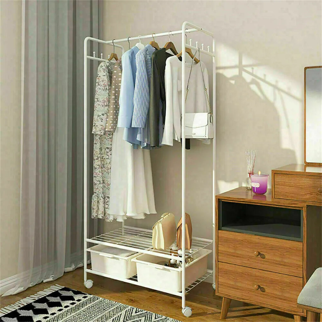 Metal Closet Organizer Wardrobe Shelves System Clothes Storage Rack Heavy Duty