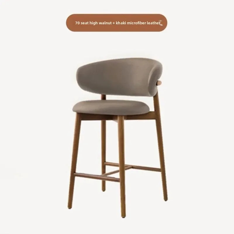 Modern Solid Wood Chairs Light Luxury Nordic Island Table Bar High Foot Designer Simple Home Comfortable Back Leisure Bar Chairs