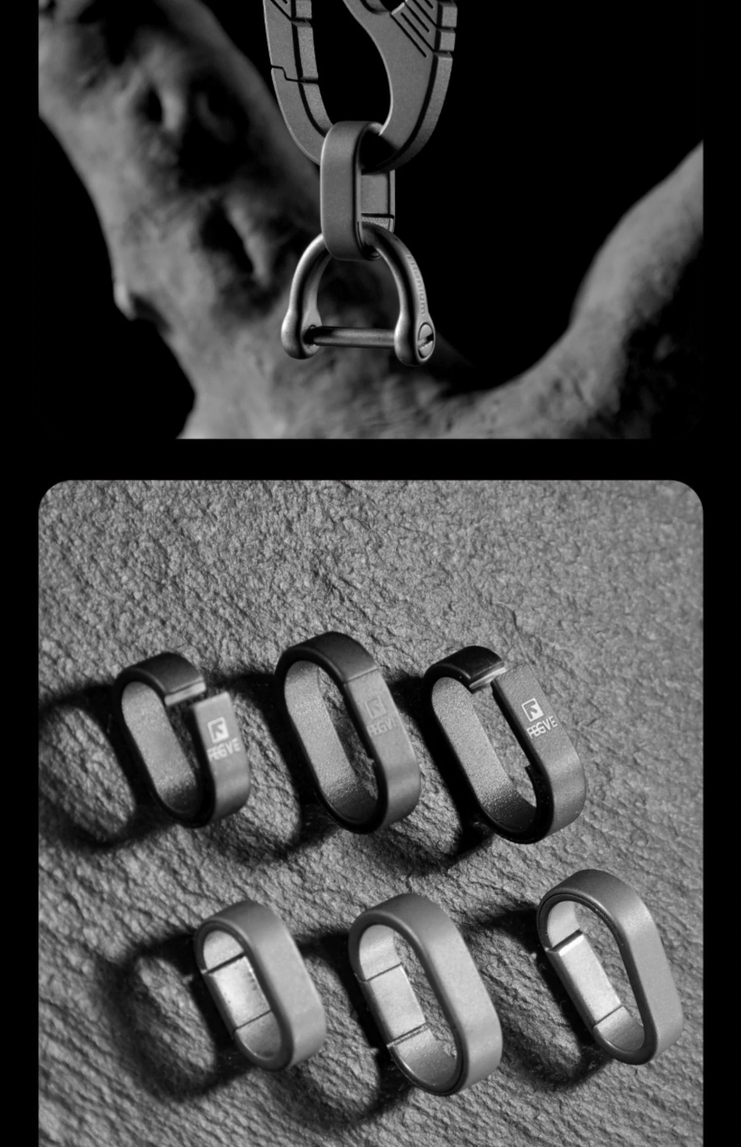 Titanium Alloy Quick Release Key Ring With Black PVD Coating-For Car Keys, EDC Accessories, Durable Compact Metal Connector Ring