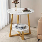 Double Layer Coffee Table with Storage Shelf - Modern Sofa Side & Bedside Table | Space-Saving for Living Room, Balcony, Bedroom