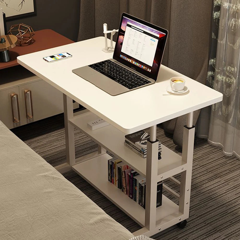 Small Office Desk Adjustable Height Side Mobile Stand Up Desk with Wheels  Portable Rolling Desks Laptop Computer Bedside