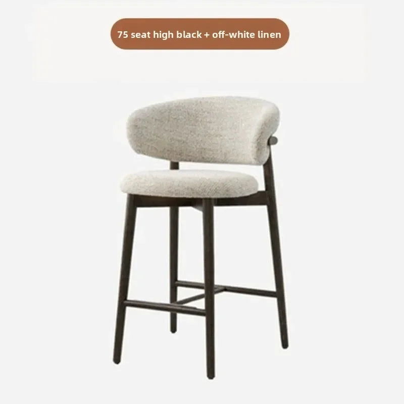 Modern Solid Wood Chairs Light Luxury Nordic Island Table Bar High Foot Designer Simple Home Comfortable Back Leisure Bar Chairs