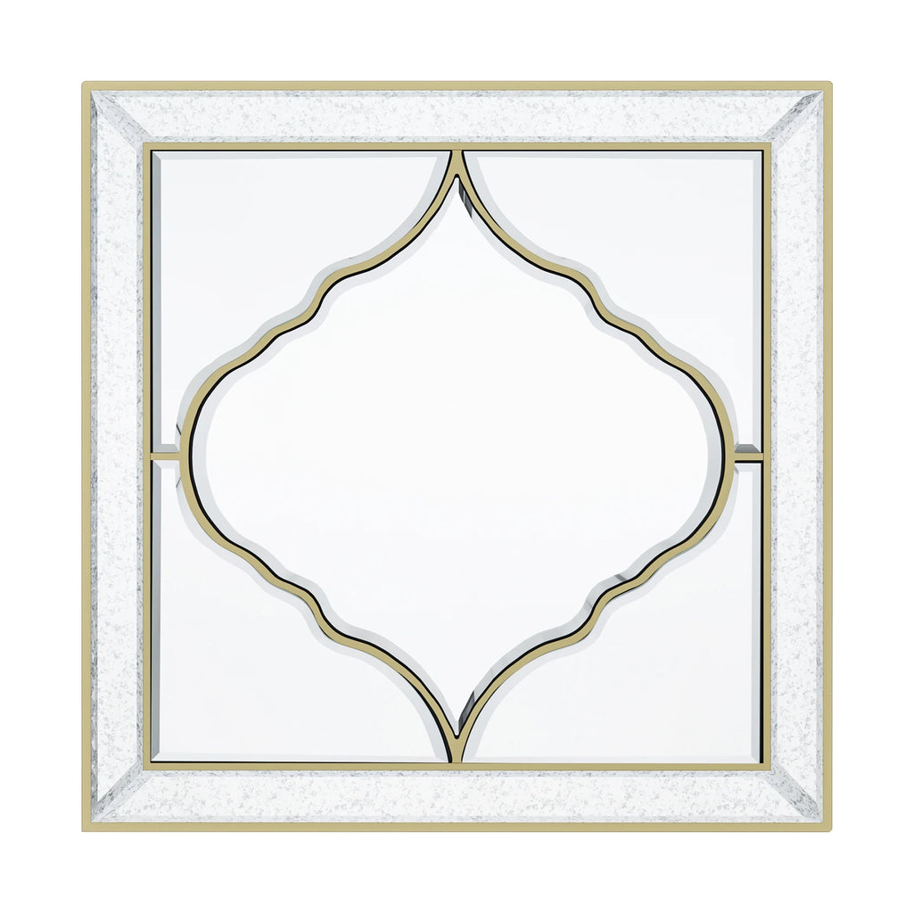 60*60cm Square Living Room Decor Mirror, HD Glass Wall Mounted Mirror with Golden Rim Edge for entryway,Bedroom, Home Wall Decor