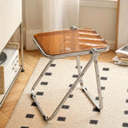 Chic Transparent Folding Side Table - Modern Coffee Table with Metal Frame, Ideal for Living Room Bedroom & Compact Storage