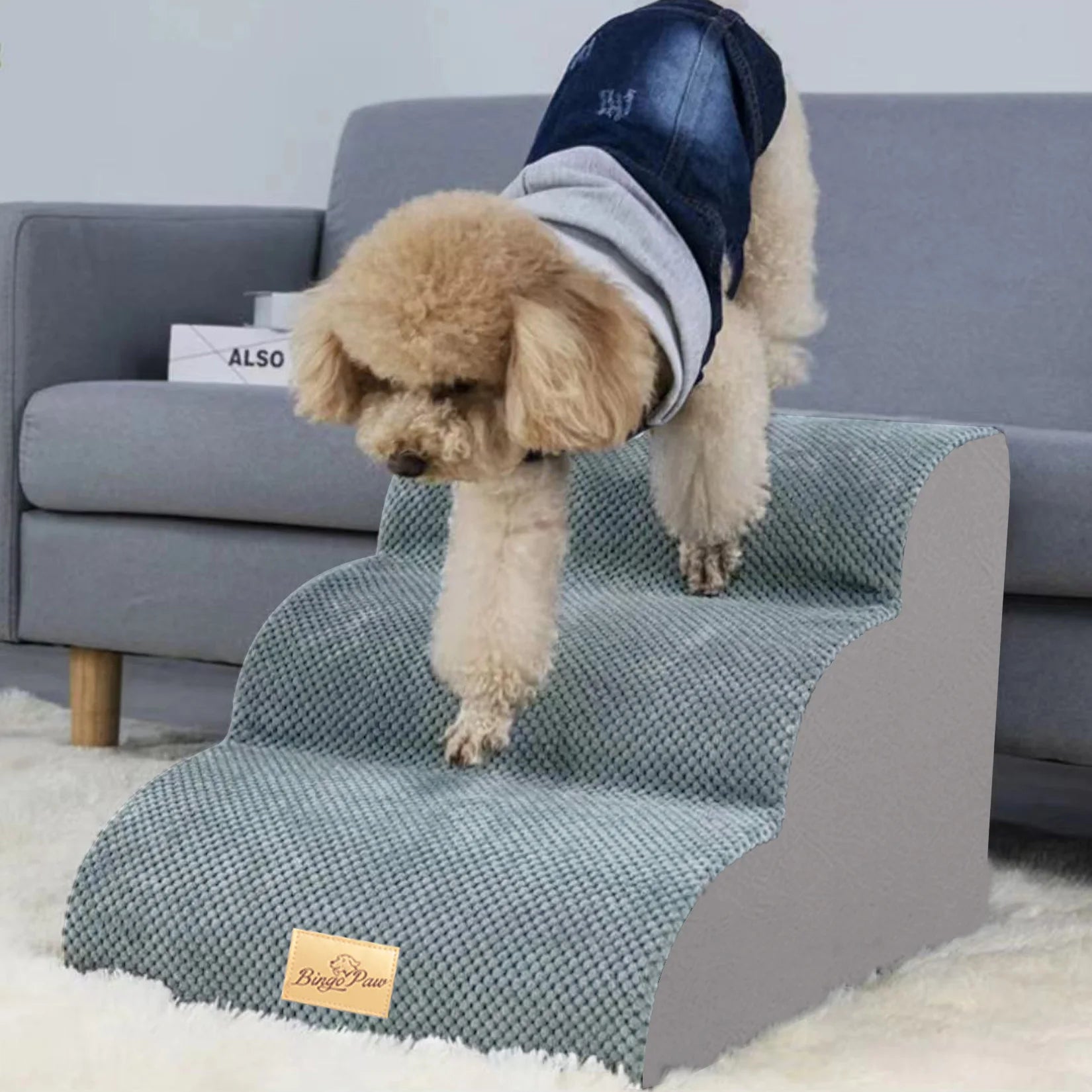 Dog Stairs Ramp for Beds Couches,Extra Wide Pet Steps with Durable Non-Slip Waterproof Fabric Cover, Dog Slope Stairs Friendly