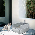 Bingopaw Stainless Steel Litter Box with Lid, High Sides Metal Litter Box System for for Big Cats, Anti-Leakage, Easy Cleaning